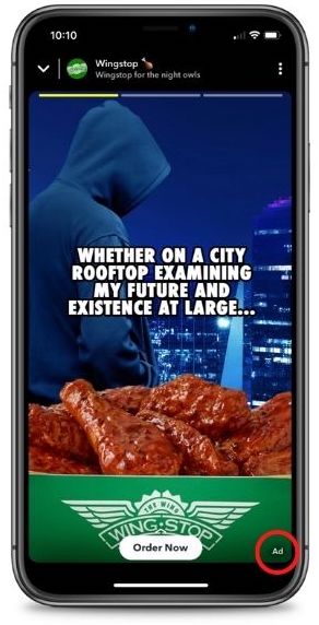 snapchat advertising example from wingstop