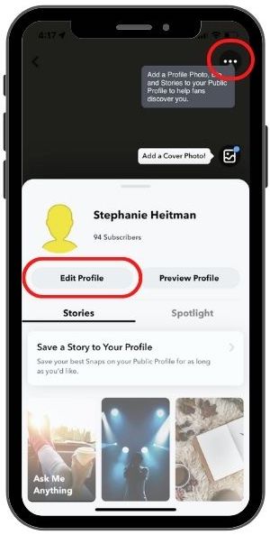 how to edit snapchat public profile 