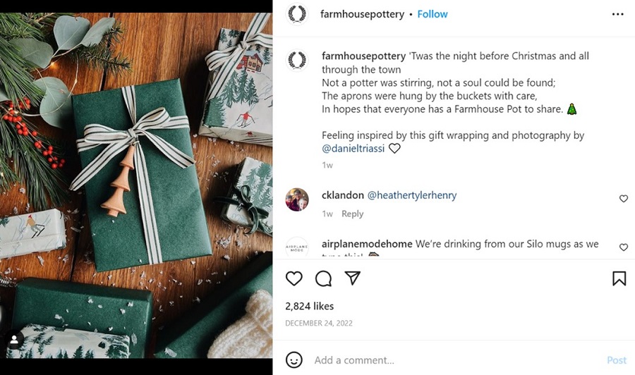 social media holidays - example instagram post for december