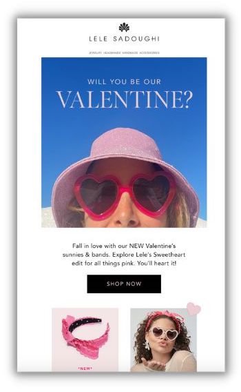 valentines day email example of seasonal item