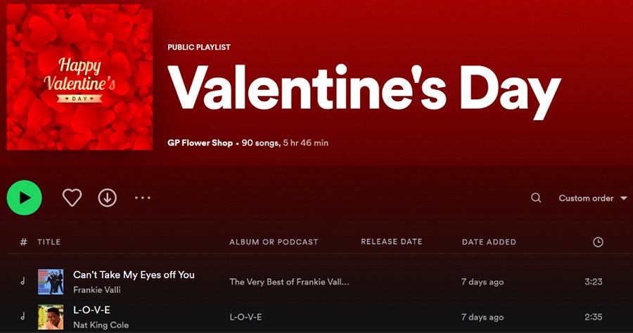 valentines day marketing - playlist