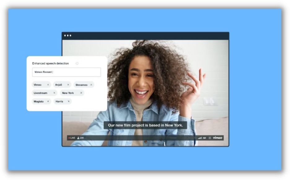 live captioning feature on vimeo