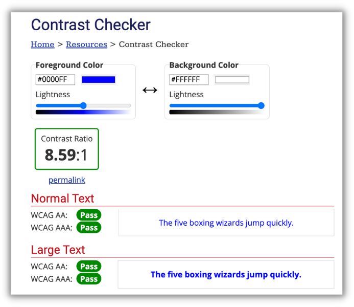 webain contrast checker for ada compliance