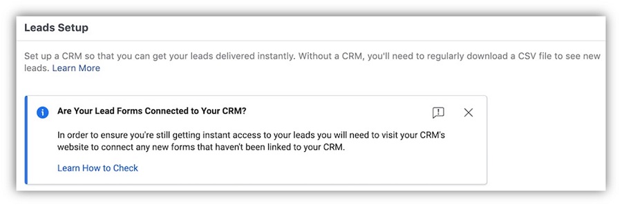 facebook lead ads - connecting facebook leads to a CRM example 