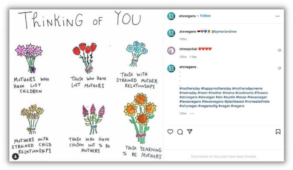 instagram post honoring others feelings on mother's day