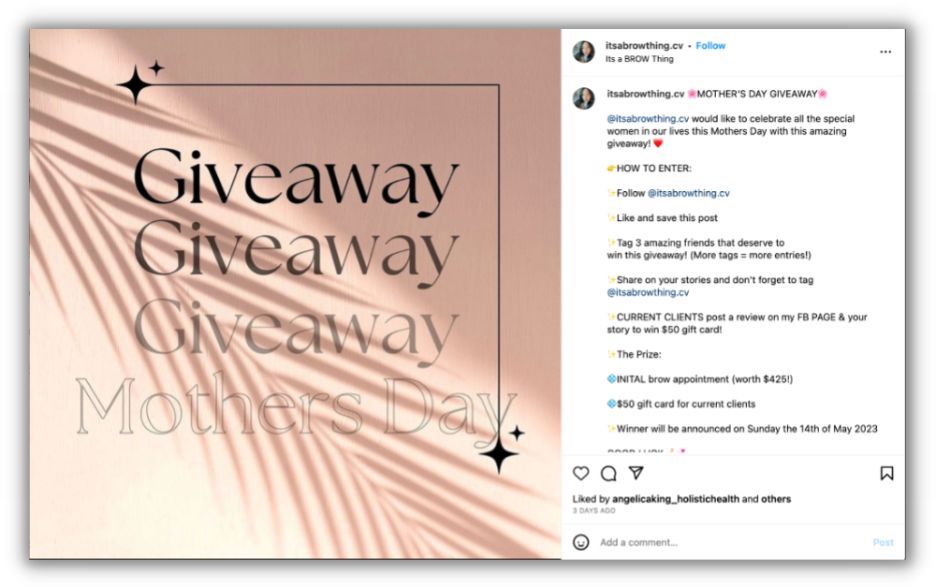 mother's day instagram giveaway 