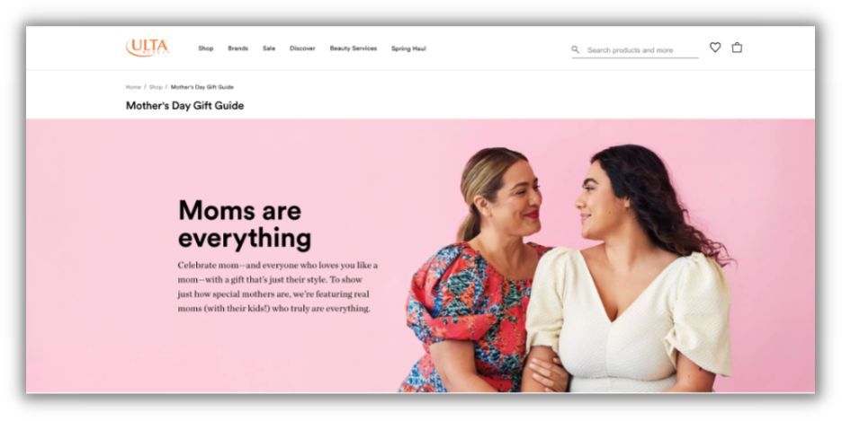 mothers day feature on the ulta website