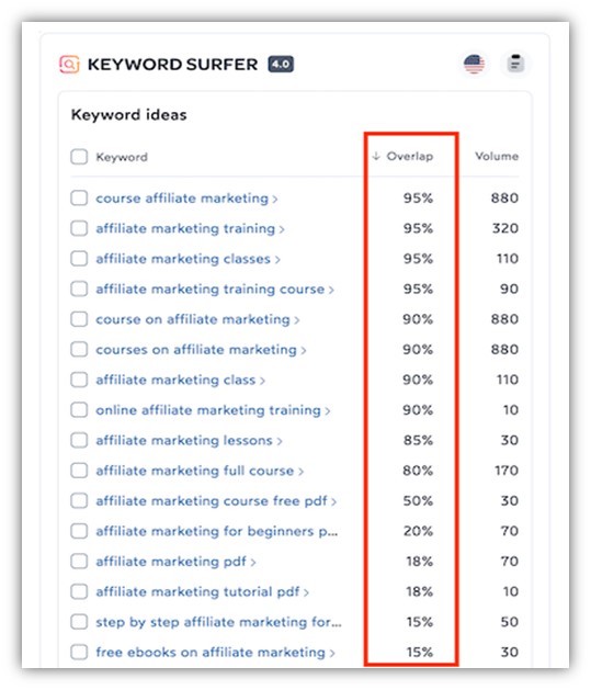 common seo mistakes - example keyword surfer