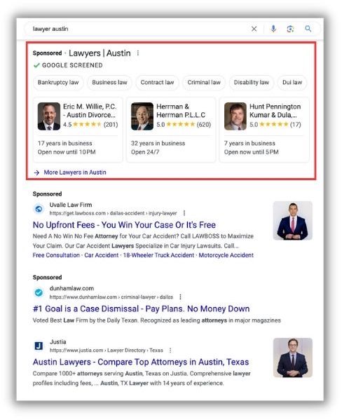 local services ads for lawyer in austin