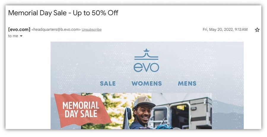 example of memorial day email subject line for sale