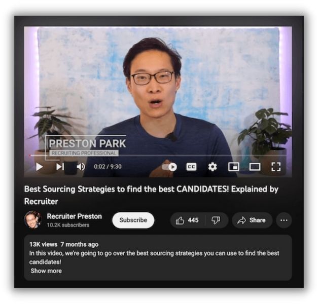 youtube title example from recruitment channel