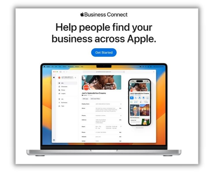 Add business on Apple Maps - screenshot of Business connect start page