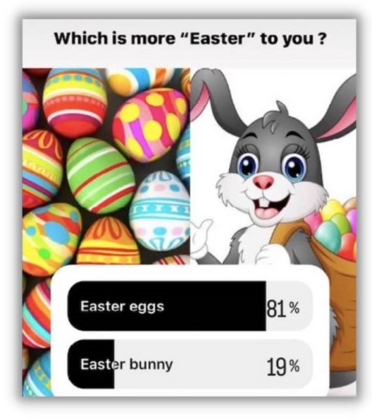 Instagram polls - screenshot of a Easter-themed poll