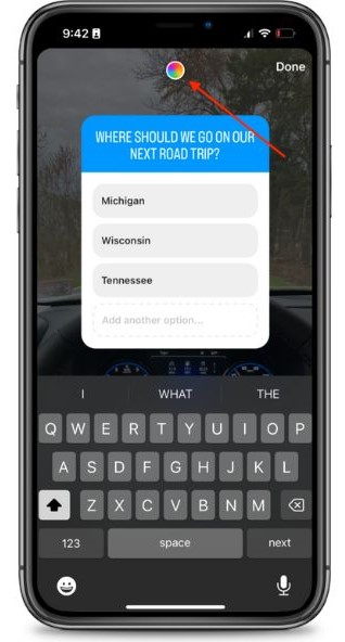 Instagram polls - screenshot showing how to customize a poll