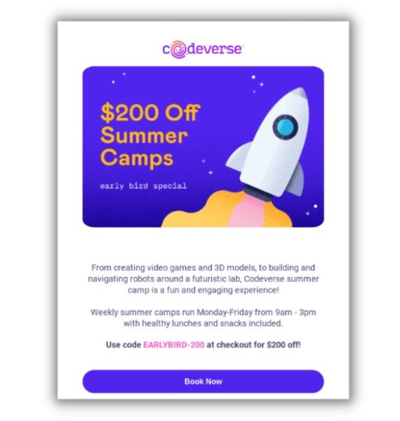 Email subject lines for sales - example email from Codeverse