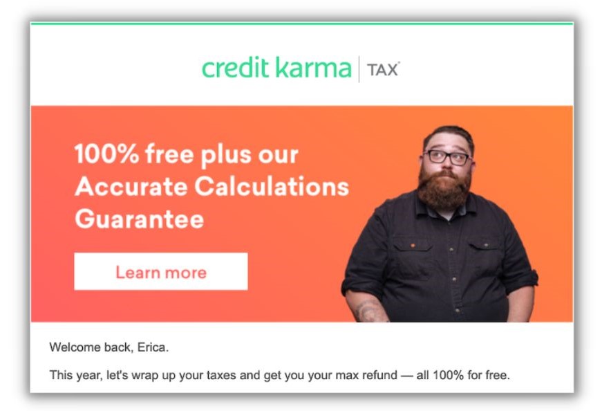 Email subject lines for sales - example email from Credit Karma