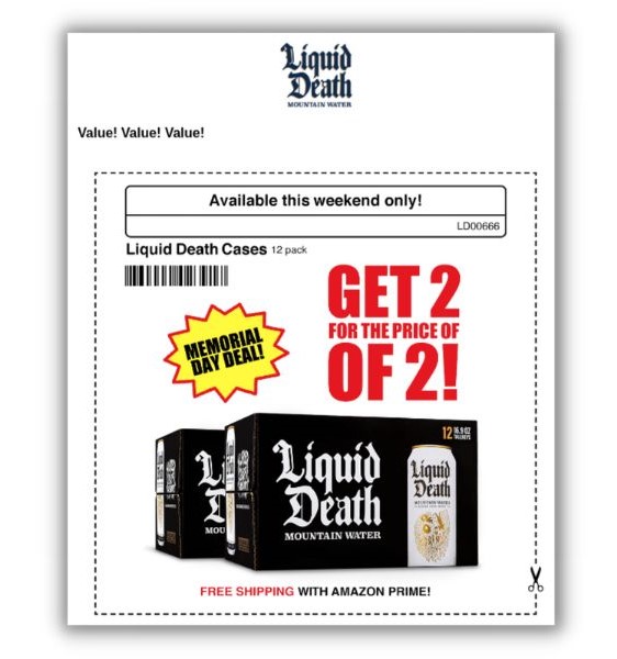 Email subject lines for sales - example email from Liquid Death water
