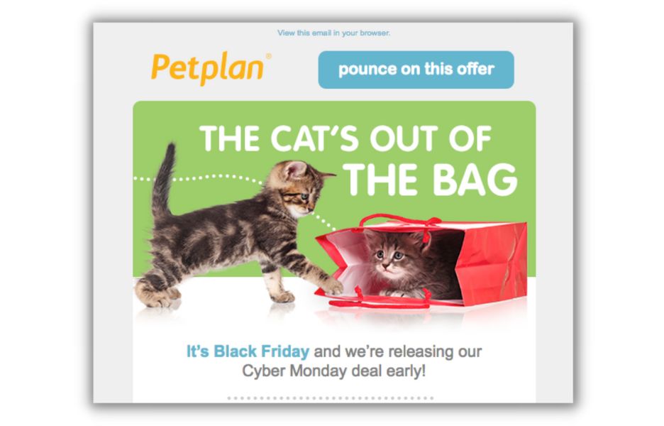 Email subject lines for sales - example email from petplan