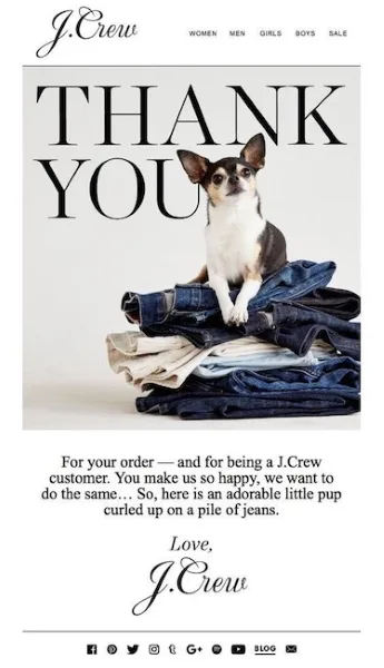 email subject lines for sales - email from J Crew