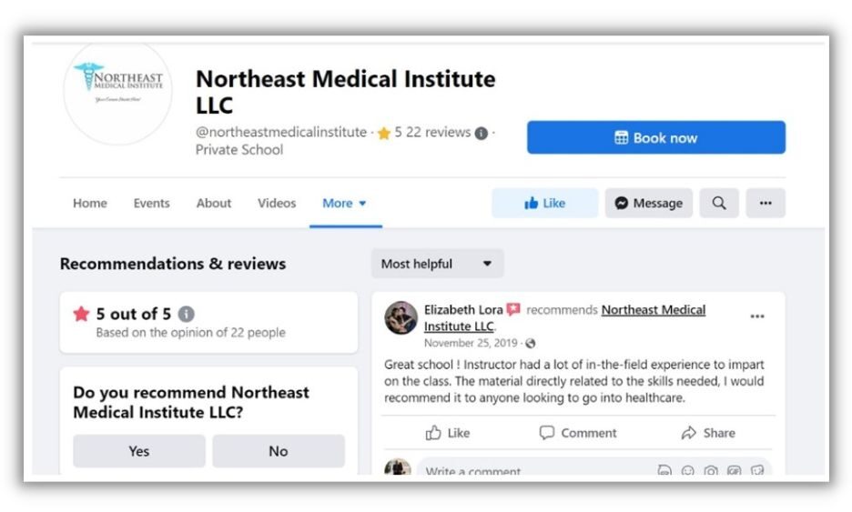 Screenshot of Northeast Medical institute reviews