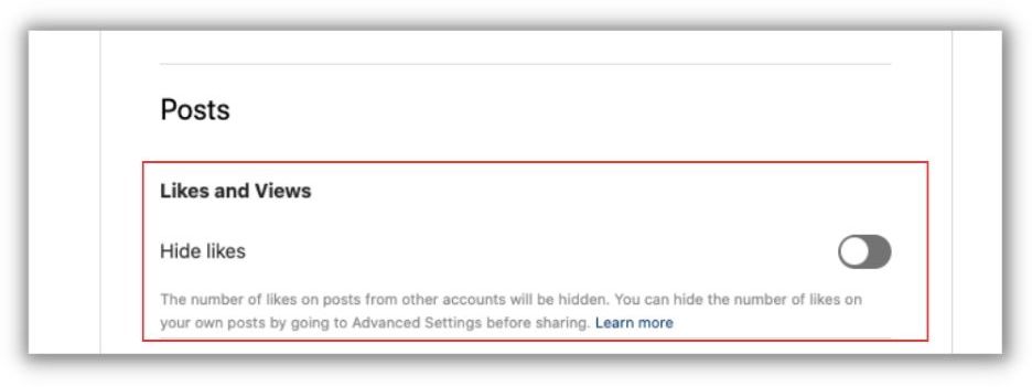how to hide likes on instagram for other users on desktop