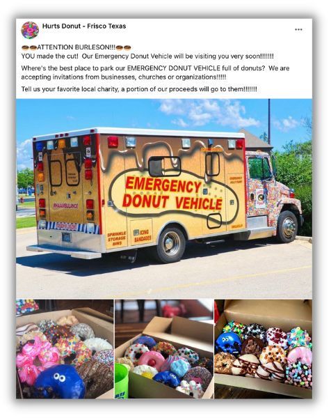 how to promote your business locally - company car example from hurts donuts in frisco