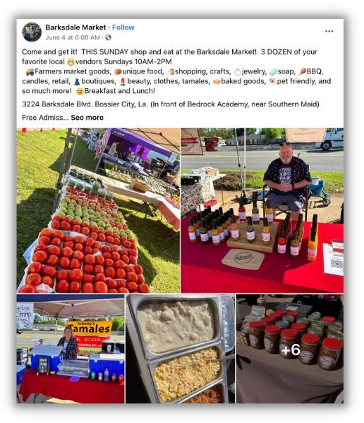 how to promote your business locally - farmers market facebook post