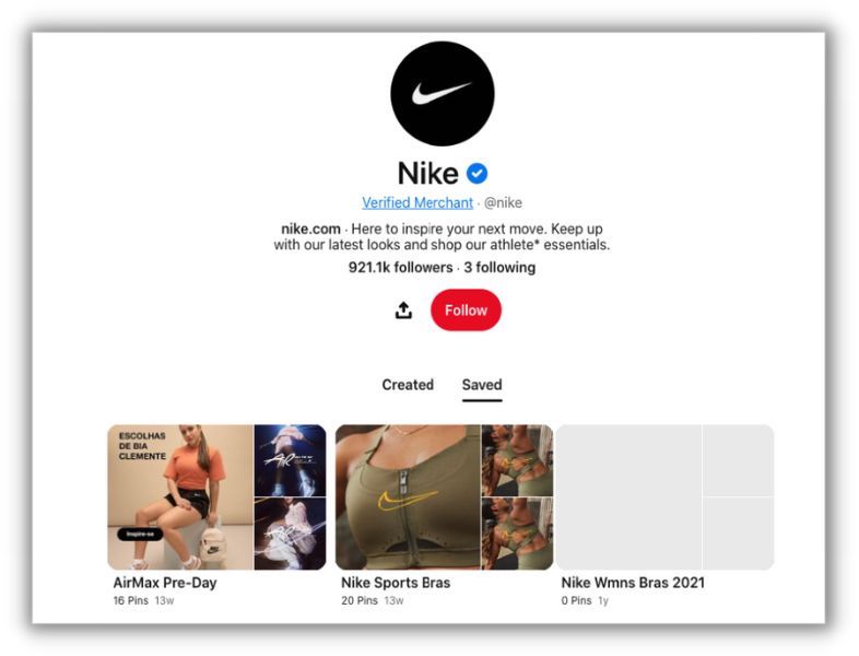 how to promote your business locally - nike pinterest page example