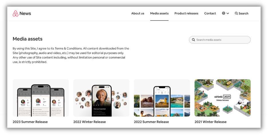 how to promote your business locally - media assets press kit example from airbnb