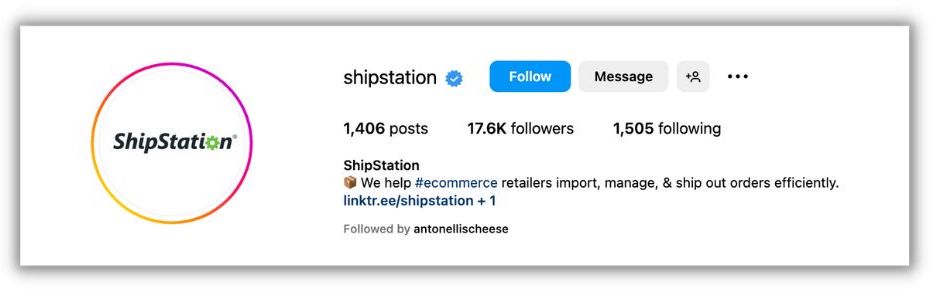instagram bio example for shipstation