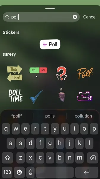 instagram poll - sticker search