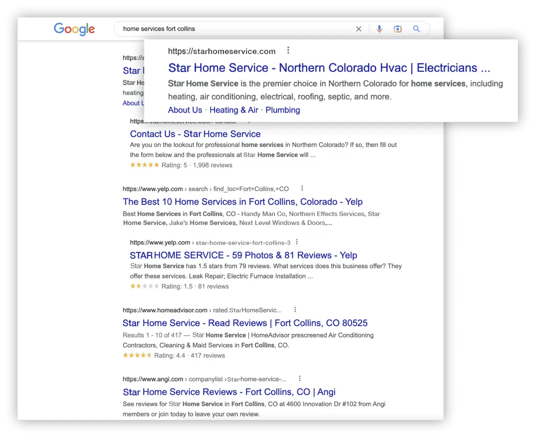 Screenshot of a Google search results page