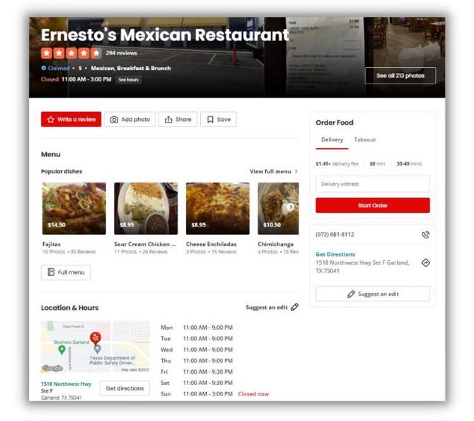 411 listings - screenshot of a Yelp page