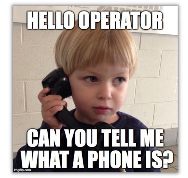 411 listings - a meme of a child asking the telephone operator what a phone is