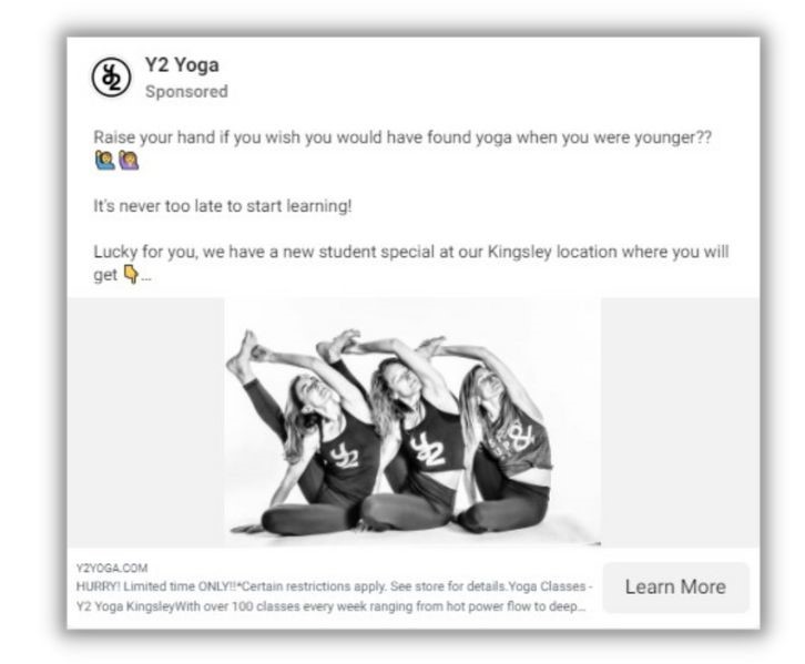 Niche markets - ad for Y2 Yoga