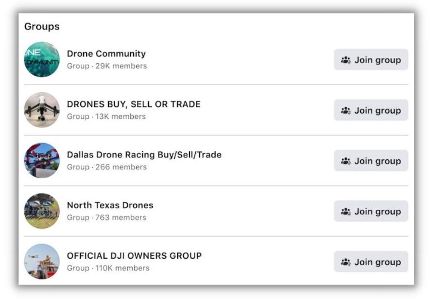 Niche markets - List of drone groups