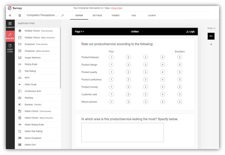 brand reputation - an example of a short customer feedback survey