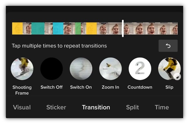 how to edit tiktok videos - example transition screen