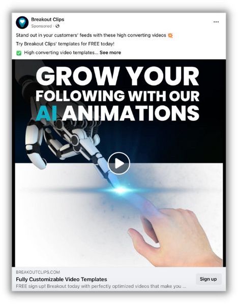 facebook video ad instream example from ai video company