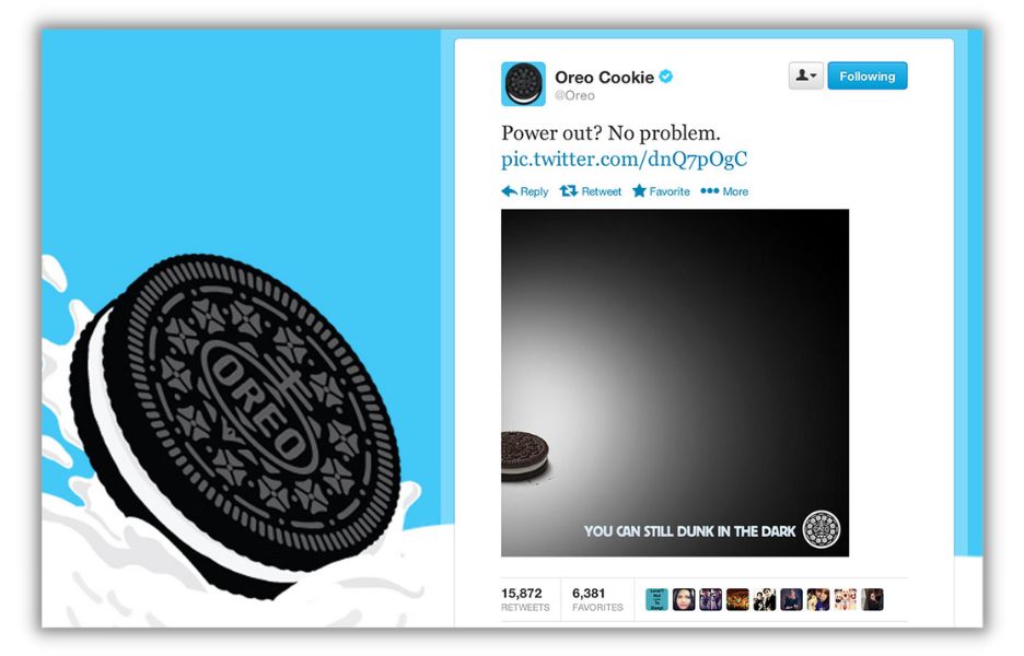 Content marketing vs social media marketing - screenshot of a post from Oreo