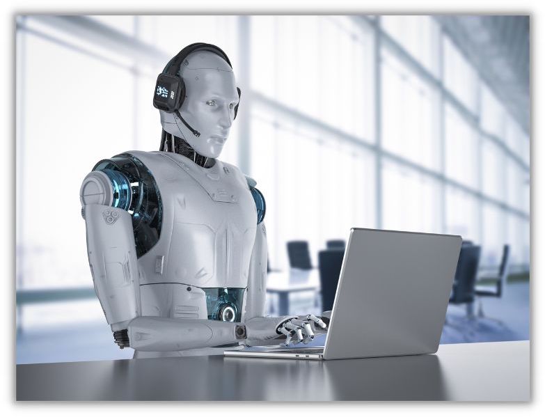 customer service automation - robot answering calls and emails