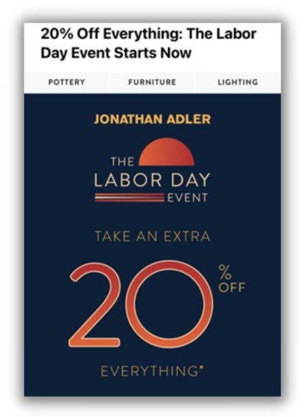 Labor Day email subject lines - example of an Alder ad