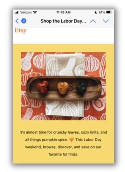 Labor Day email subject lines - example ad from etsy
