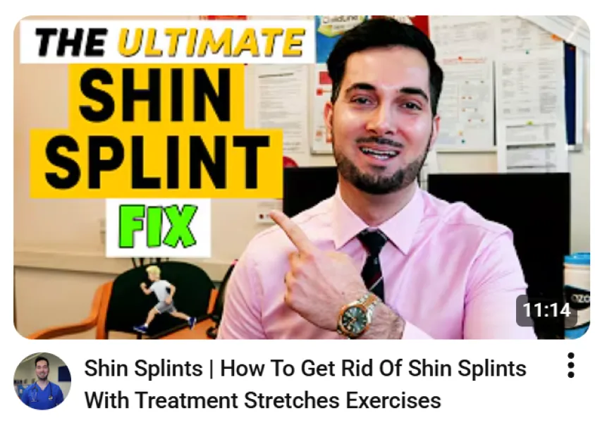 YouTube thumbnail examples - shin splint video
