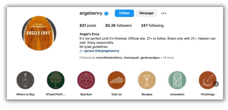 Instagram highlight ideas - angels envy instagram page 