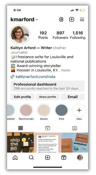 Instagram highlight ideas - Kmarford account on instagram