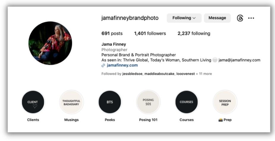 Instagram highlight ideas - photography pro instagram page