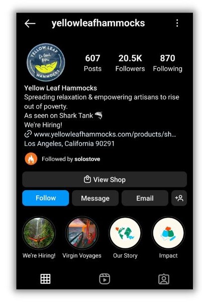 Instagram highlights ideas - yellowleaf hammocks Instagram page