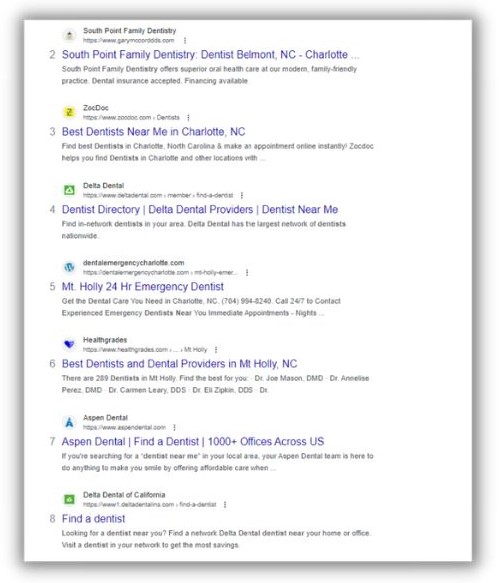 SEO metrics - screenshot of a full SERP page