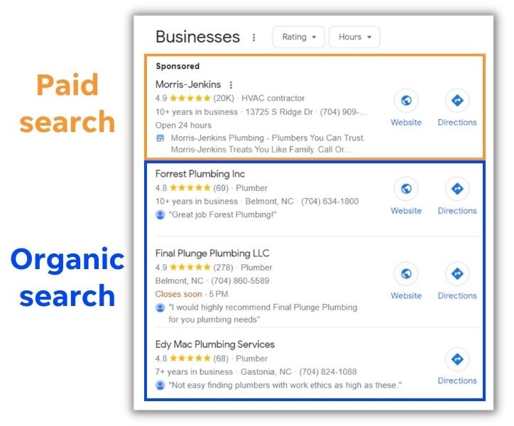 SEO metrics - screenshot of a good search results page